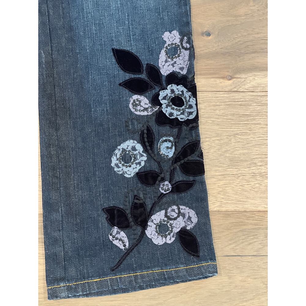 Talbots Size 4 Dark Wash Stretch Jeans Embroidered Floral Women’s - Picture 3 of 9